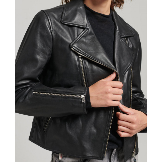 SUPERDRY Women's Studios Leather Biker Jacket