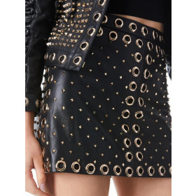 Alice + Olivia Women's Leather Skirt Riley A-line