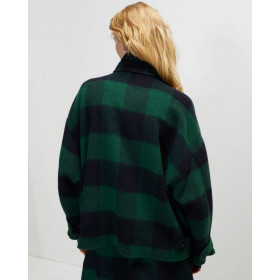 BEATRICE Womens Oversized Checked Wool Peacoat