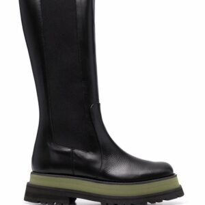 Paloma Barcelo Γυναικείες Δερμάτινες  Μπότες Cira Tyson Black Sole Green/Black