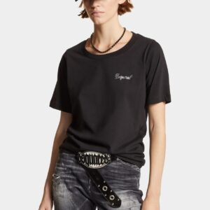DSQUARED2 Γυναικείο T-Shirt Glittering Logo Wide Neck